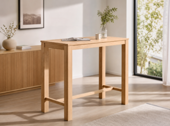 Tall Rectangular Bar Table with Solid Beech Wood Legs
